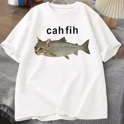 Cah Fih T-Shirt - Funny Cat and Fish Graphic Tee