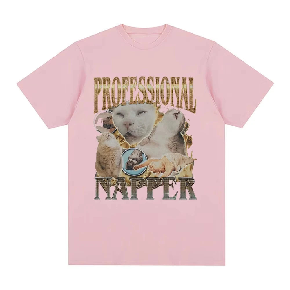 professional napper cat meme t-shirt for kids