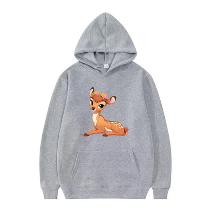 Bambi Cartoon Pattern Black Hoodie for Kids