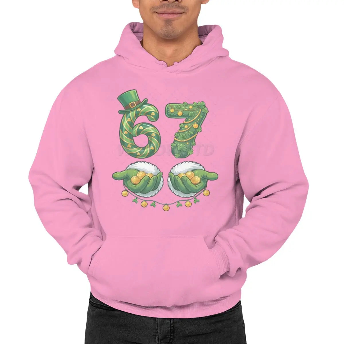 funny 67 unisex hoodie with lucky clover design