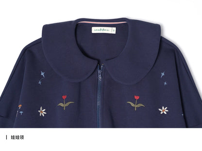 Cute Vintage Floral Zip-Up Hoodie for Kids