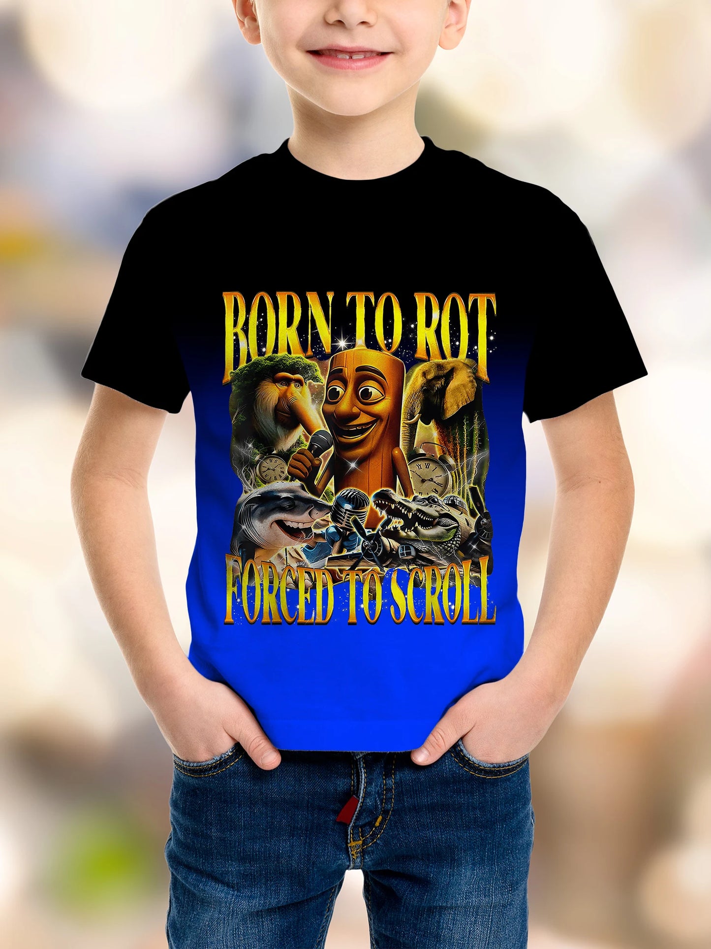 boys' 3d cartoon print t-shirt - tung tung sahur