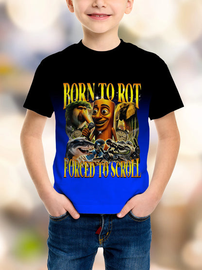 Boys' 3D Cartoon Print T-Shirt - Tung Tung Sahur