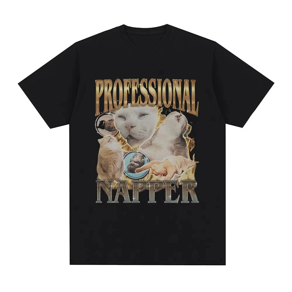professional napper cat meme t-shirt for kids
