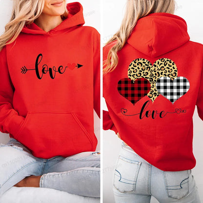 Red Heart Print Hoodie for Kids