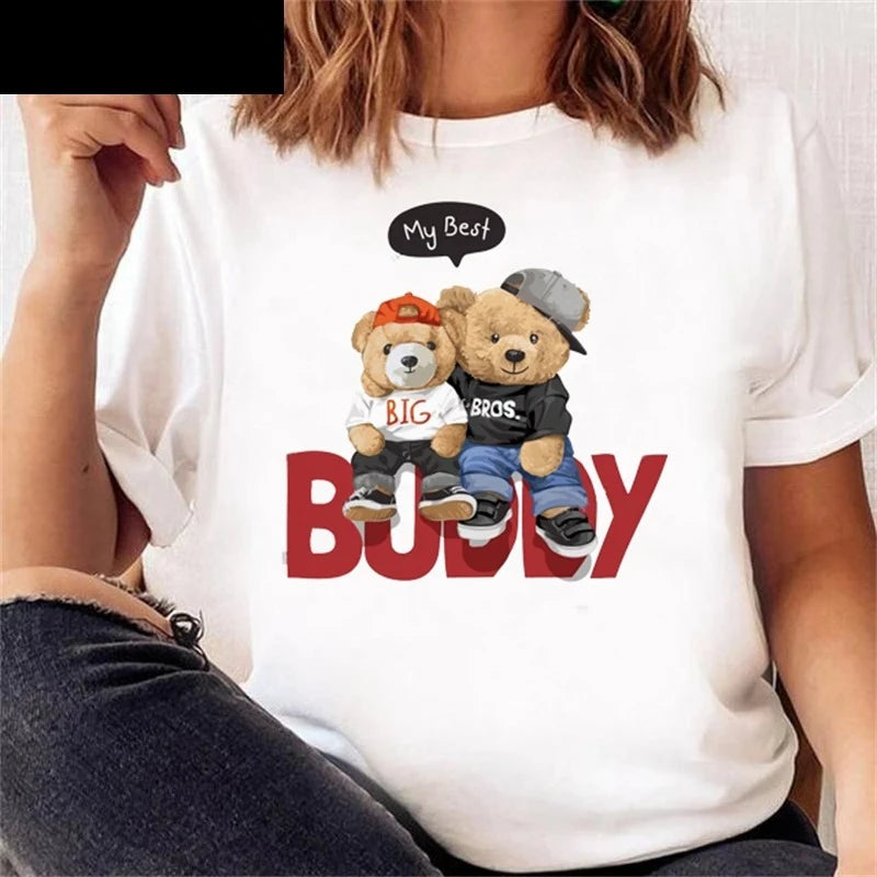 casual bear print t-shirt for kids