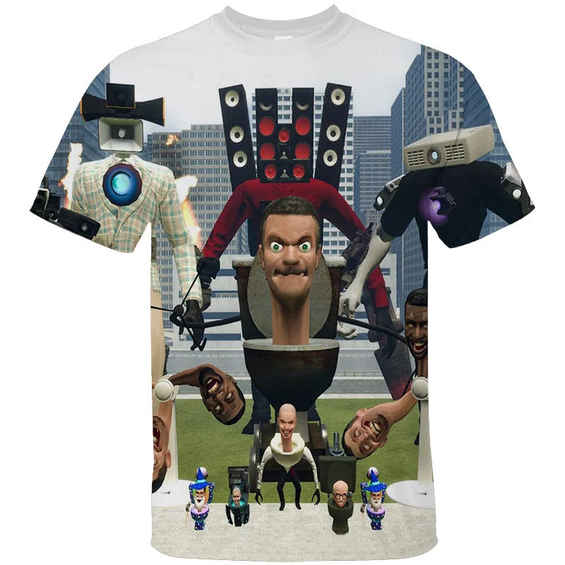 3d skibidi toilet graphic t-shirt for kids