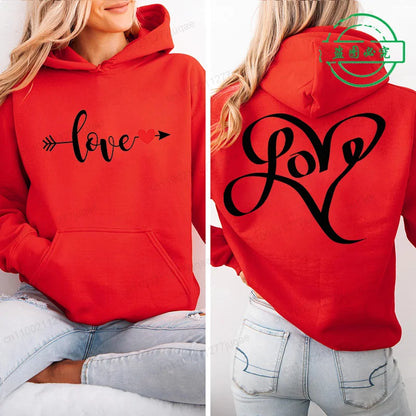 Red Heart Print Hoodie for Kids