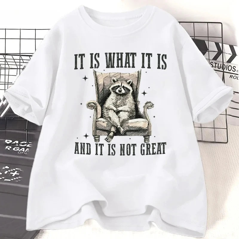 cute feral racoon graphic t-shirt for kids