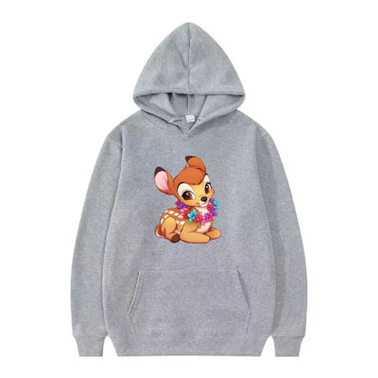 Bambi Cartoon Pattern Black Hoodie for Kids
