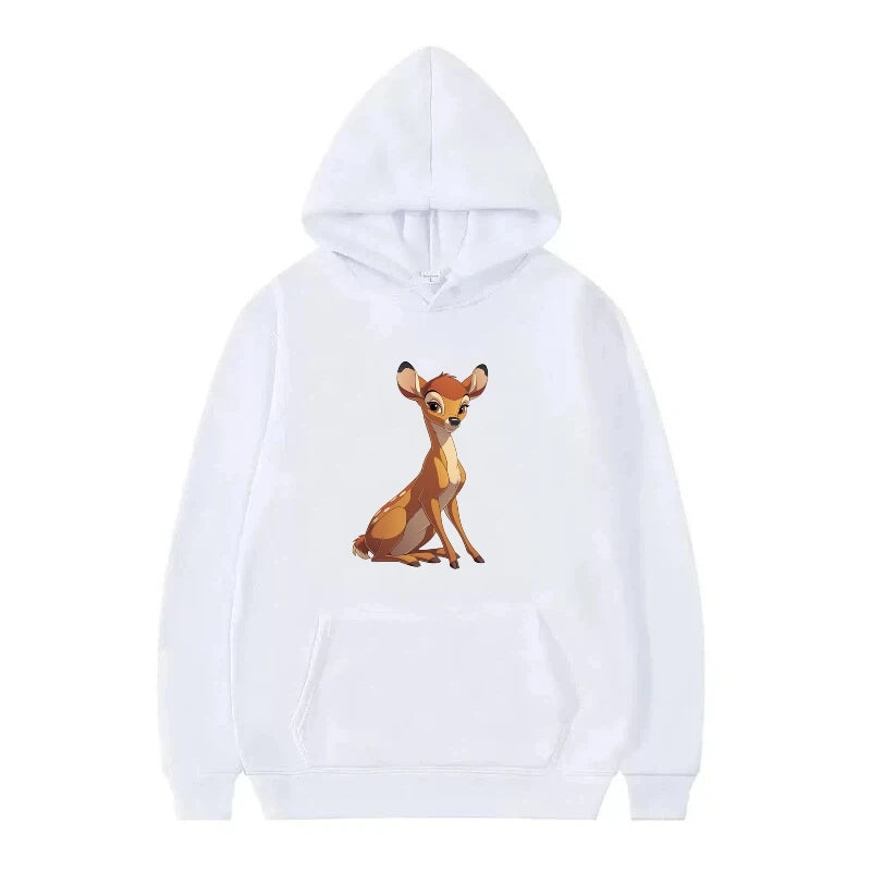 bambi cartoon pattern black hoodie for kids