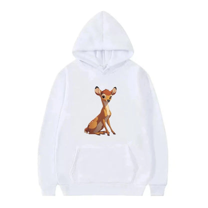 Bambi Cartoon Pattern Black Hoodie for Kids