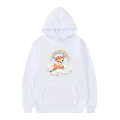 Bambi Cartoon Pattern Black Hoodie for Kids
