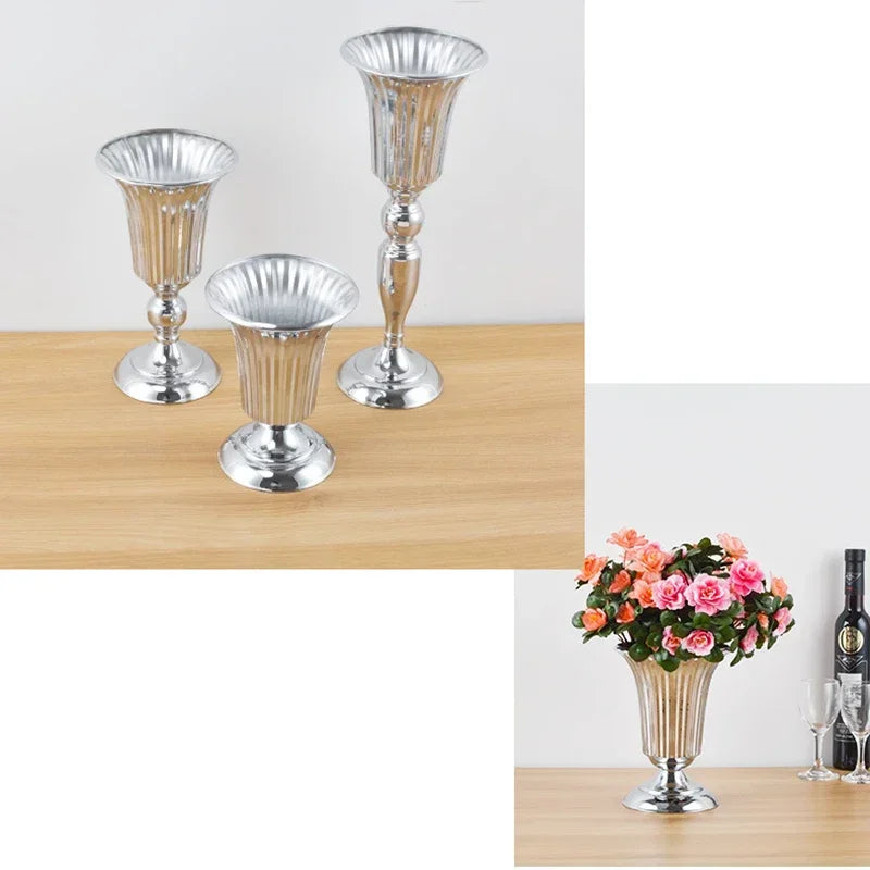 silver flower vase set for kids' parties
