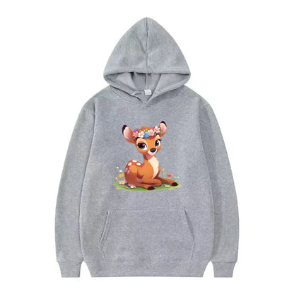 Bambi Cartoon Pattern Black Hoodie for Kids