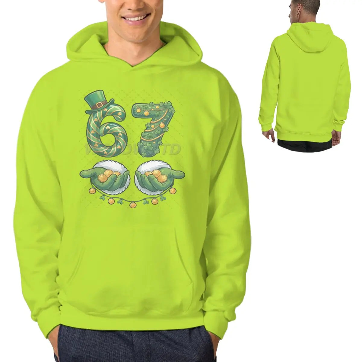 funny 67 unisex hoodie with lucky clover design