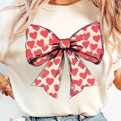 Vintage Heart and Bow Graphic T-shirt for Kids