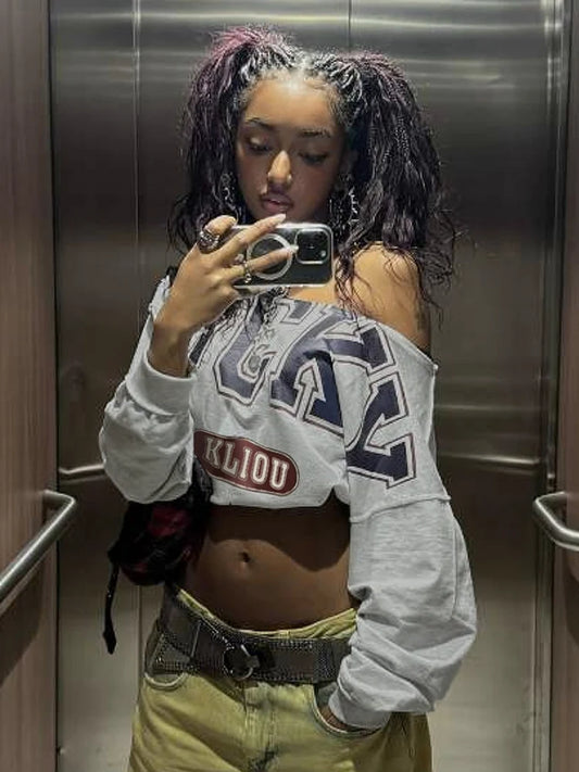 Skew Collar Crop Top for Kids