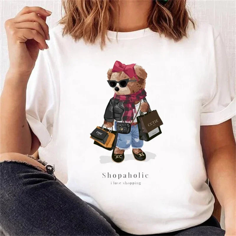 casual bear print t-shirt for kids