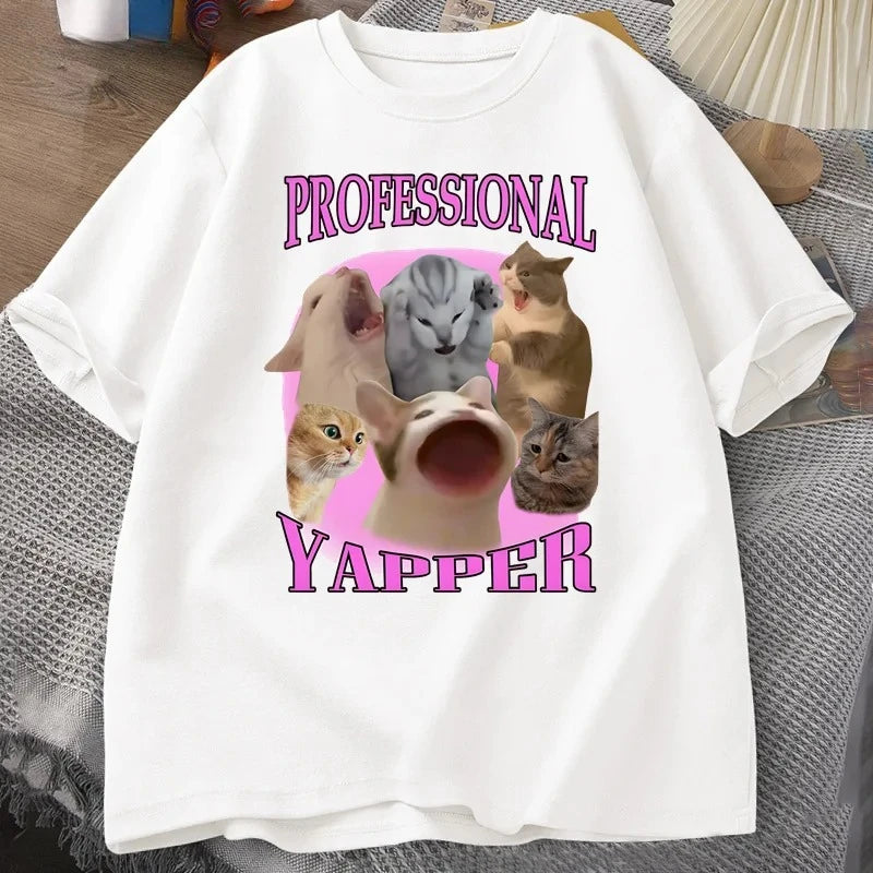 professional yapper cat graphic t-shirt for kids