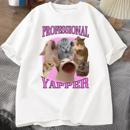 Professional Yapper Cat Graphic T-Shirt for Kids
