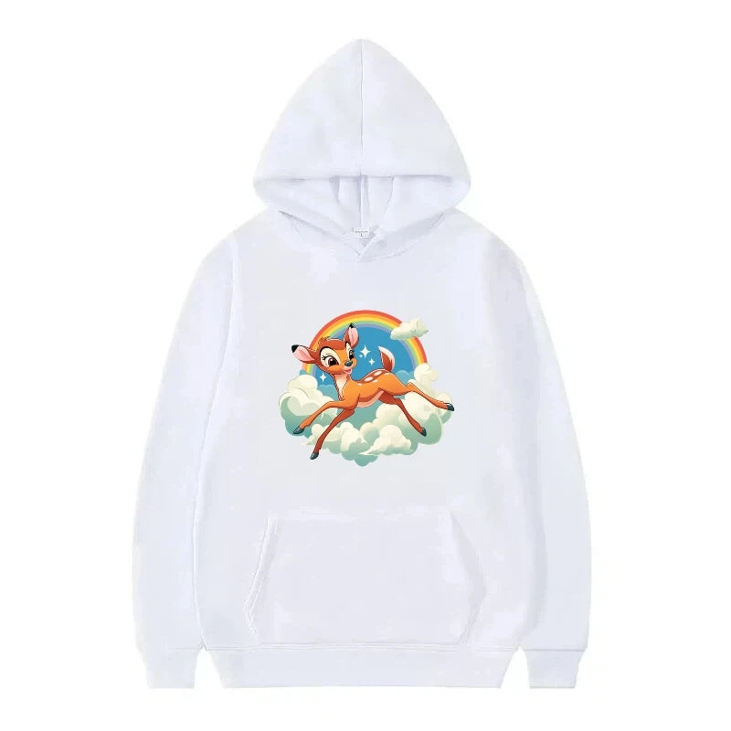 bambi cartoon pattern black hoodie for kids