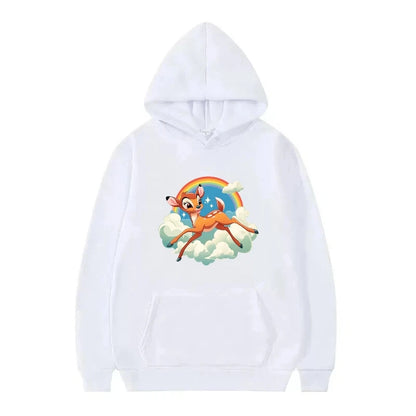 Bambi Cartoon Pattern Black Hoodie for Kids