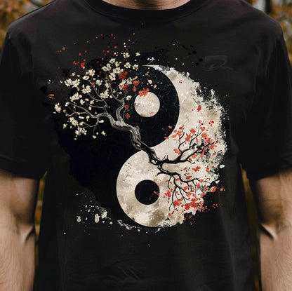 Tree of Life Yin Yang Black T-shirt for Kids