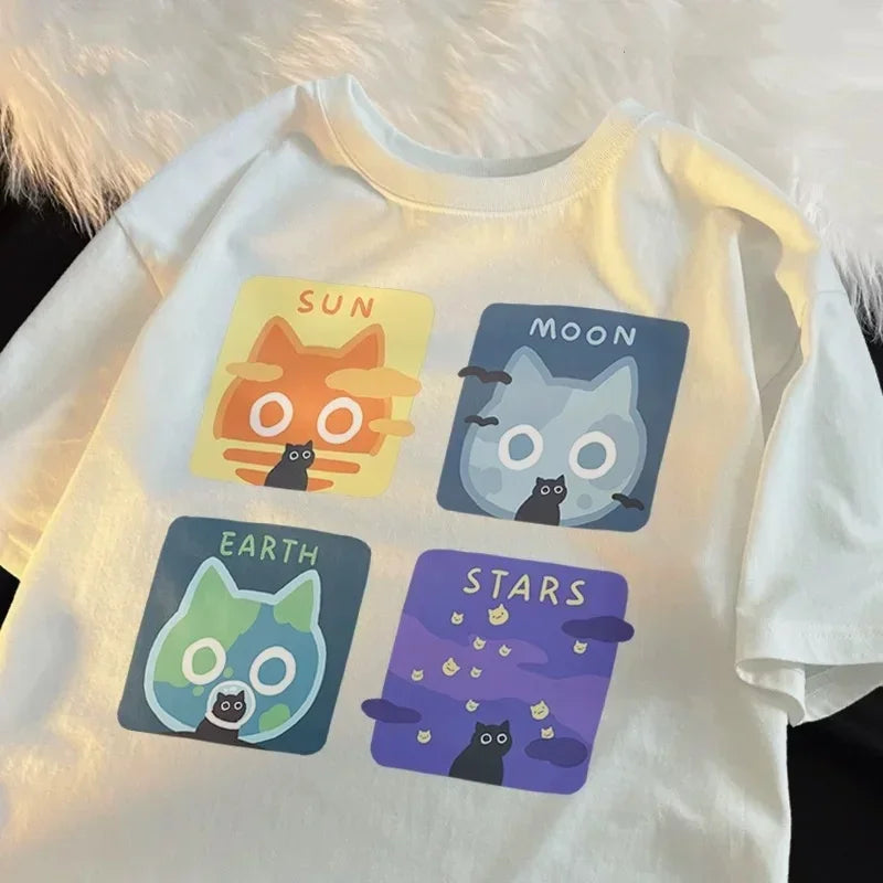 cute cartoon cat and dog graphic t-shirt for kids
