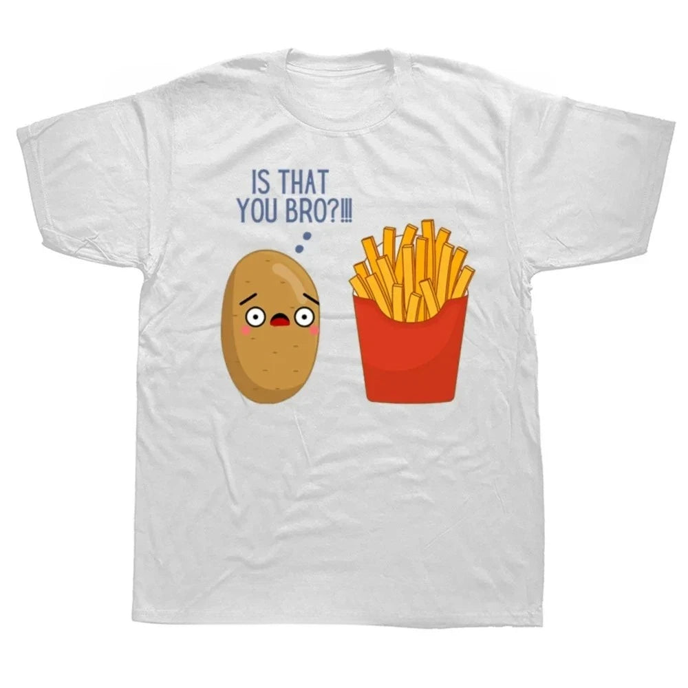 funny potato and french fry graphic t-shirt