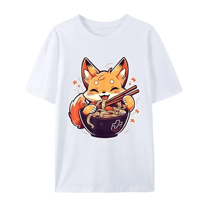Kawaii Fox Eating Ramen T-Shirt