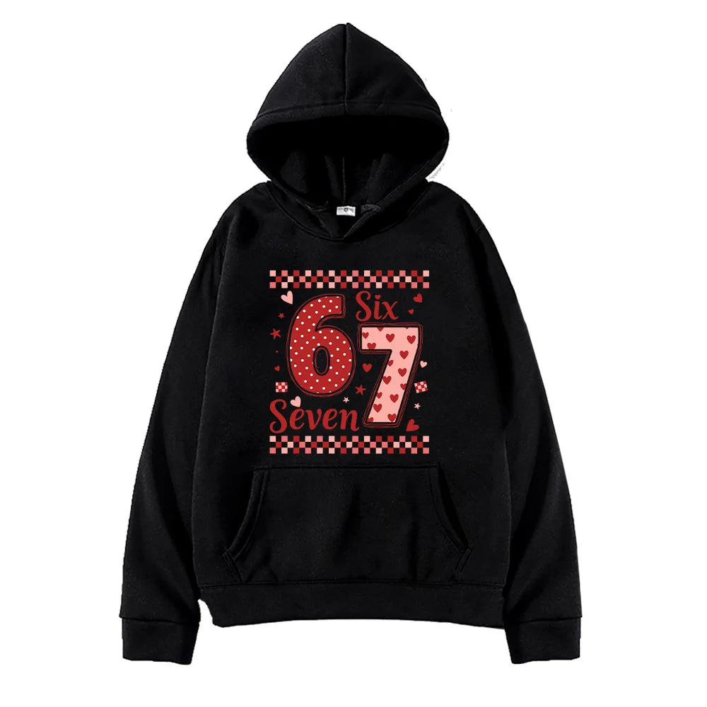 six seven valentine's day hoodie for kids