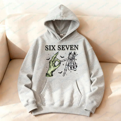Six Seven Meme Skeleton Hands Hoodie
