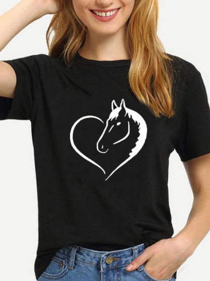Horse Heart Print Yellow T-Shirt for Kids