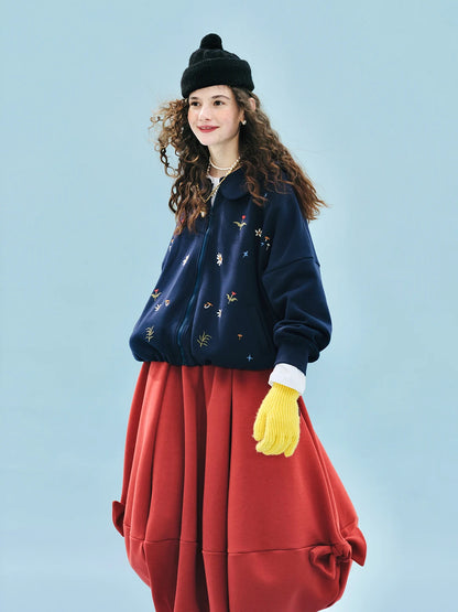 Cute Vintage Floral Zip-Up Hoodie for Kids