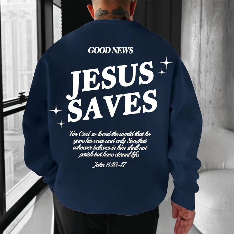 jesus saves graphic sweatshirt for kids