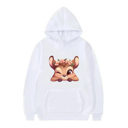 Bambi Cartoon Pattern Black Hoodie for Kids