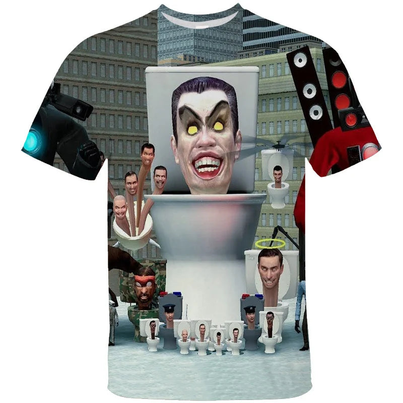 3d skibidi toilet graphic t-shirt for kids