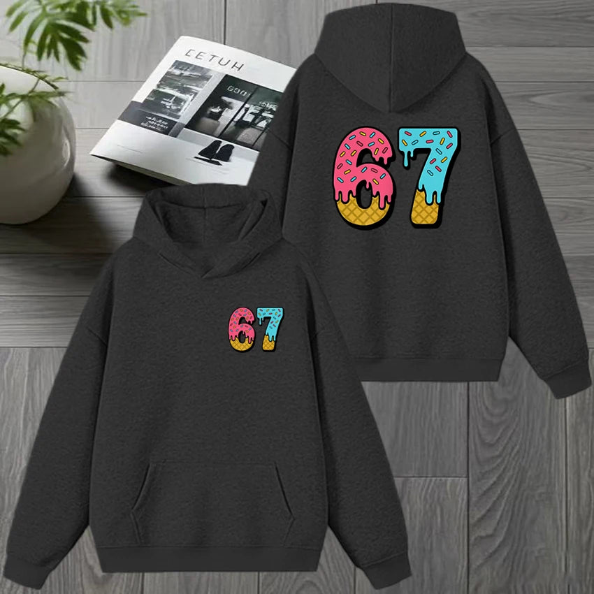 double-sided printed hoodie with fun design