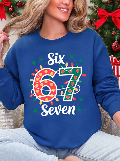 Six Seven Colourful Lights Print Sweatshirt