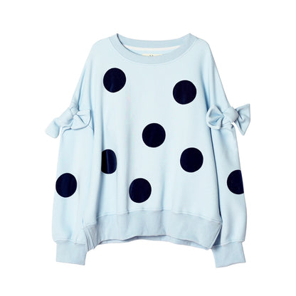 Polka Dot Bowknot Blue Hoodie for Kids