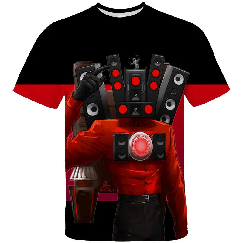 3d skibidi toilet graphic t-shirt for kids