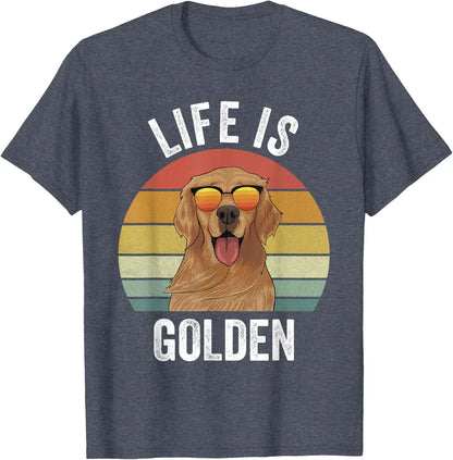 Life is Golden Retro Dog T-shirt for Kids