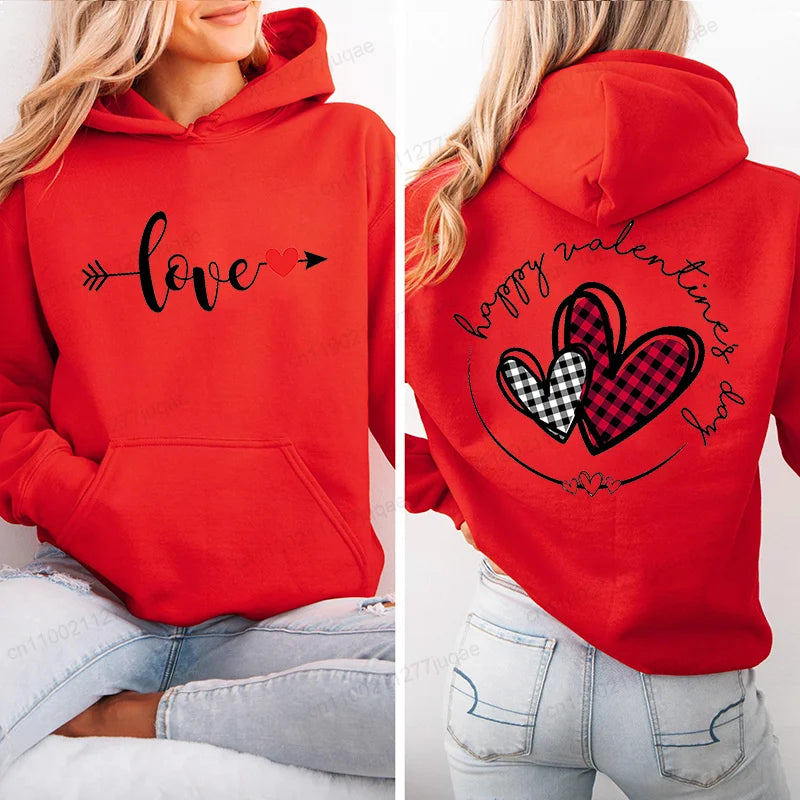 red heart print hoodie for kids