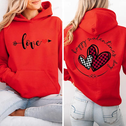 Red Heart Print Hoodie for Kids