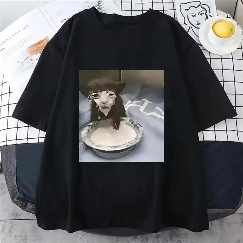 funny cat meme graphic t-shirt for kids