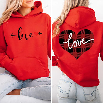Red Heart Print Hoodie for Kids