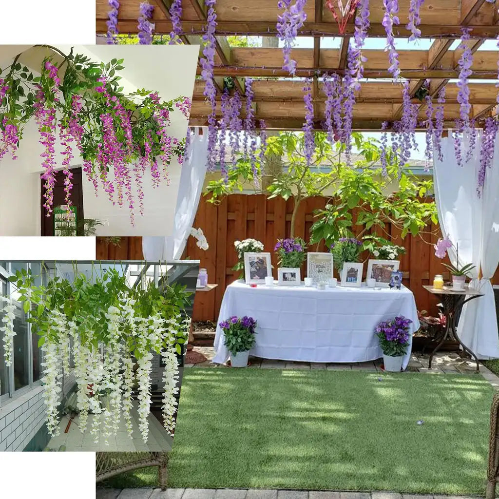 12pcs artificial wisteria flower garland for parties