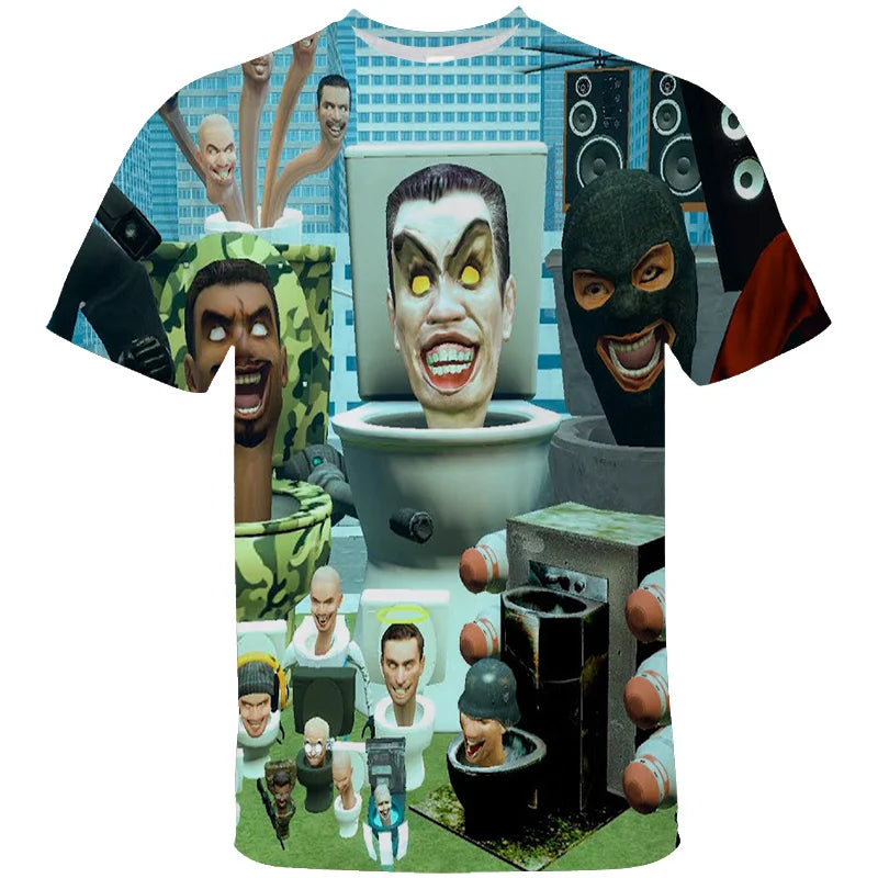 3d skibidi toilet graphic t-shirt for kids