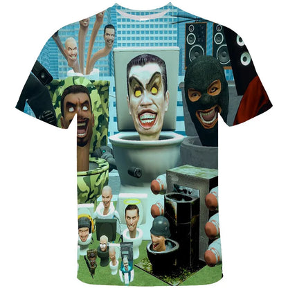 3D Skibidi Toilet Graphic T-Shirt for Kids